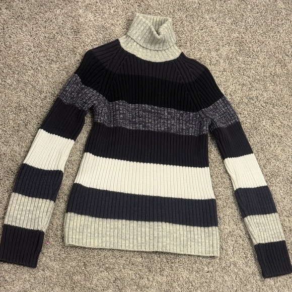 Calvin Klein Jeans Black and Gray Cowl Turtleneck Sweater - Picture 2 of 9